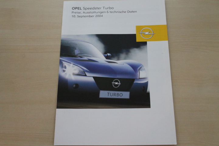 Opel Speedster Turbo - Preise & Extras - Prospekt 09/2004