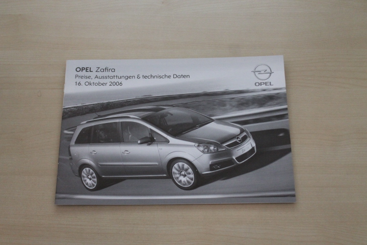Opel Zafira - Preise & tech. Daten & Ausstattungen - Prospekt 10/2006