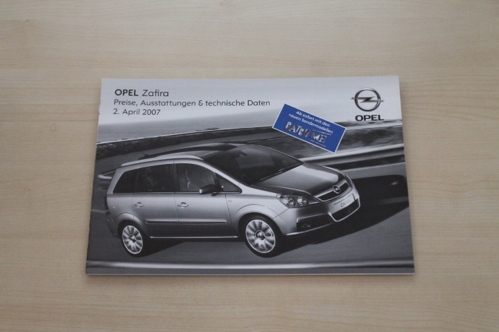 Opel Zafira - Preise & tech. Daten & Ausstattungen - Prospekt 04/2007