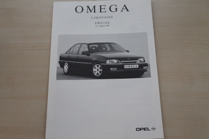 Opel Omega A - Preise & Extras - Prospekt 08/1993