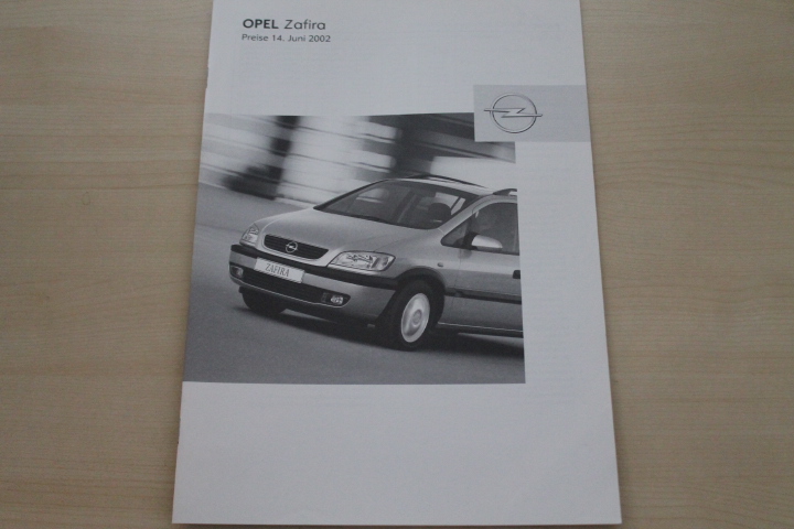 Opel Zafira - Preise & Extras - Prospekt 06/2002