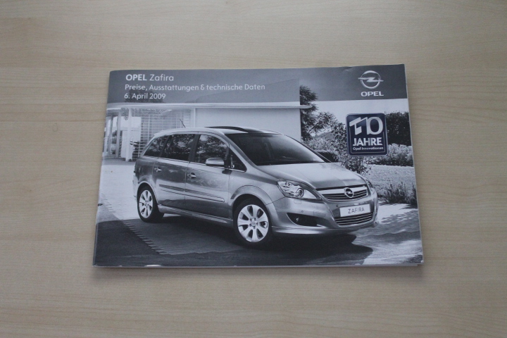 Opel Zafira - Preise & tech. Daten & Ausstattungen - Prospekt 04/2009