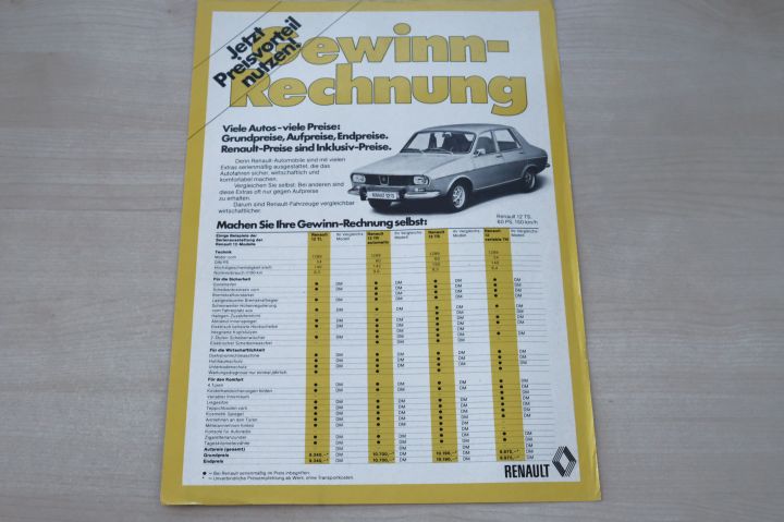 Renault R 12 TL TR TS TN variable Prospekt 197?
