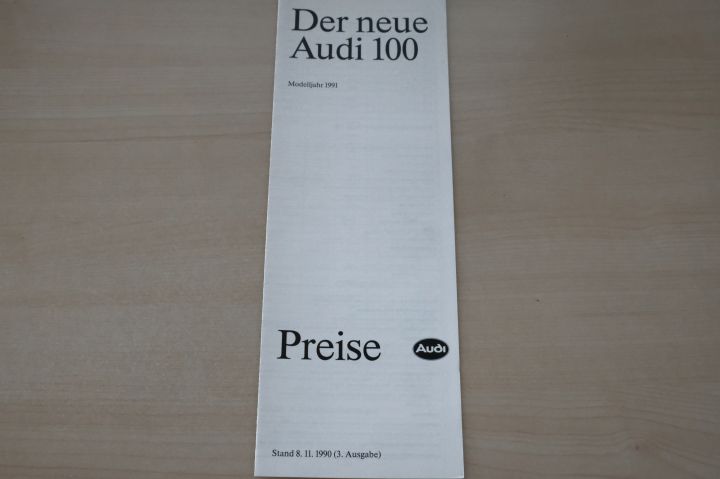 Audi 100 - Preisliste & Extras - Prospekt 11/1990