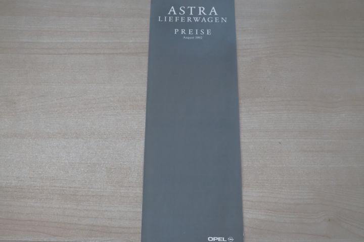 Opel Astra F Lieferwagen - Preisliste & Extras - Prospekt 08/1992