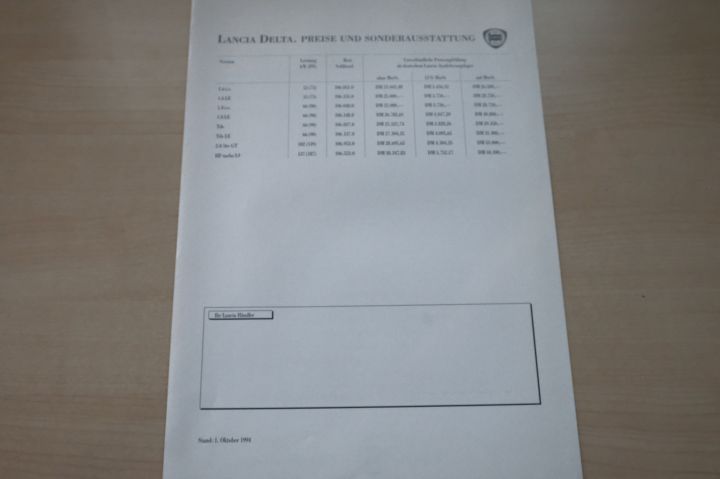 Lancia Y 10 Sondermodelle - Preisliste & Extras - Prospekt 10/1994