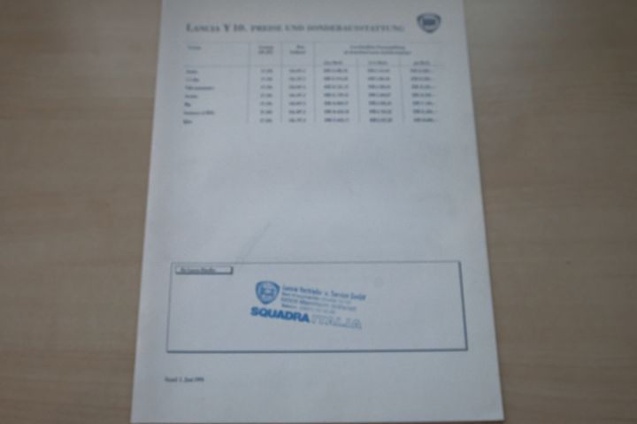 Lancia Y 10 Sondermodelle - Preisliste & Extras - Prospekt 06/1994