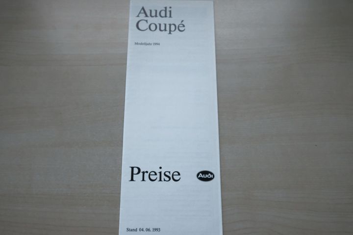 Audi Coupe - Preisliste & Extras - Prospekt 06/1993