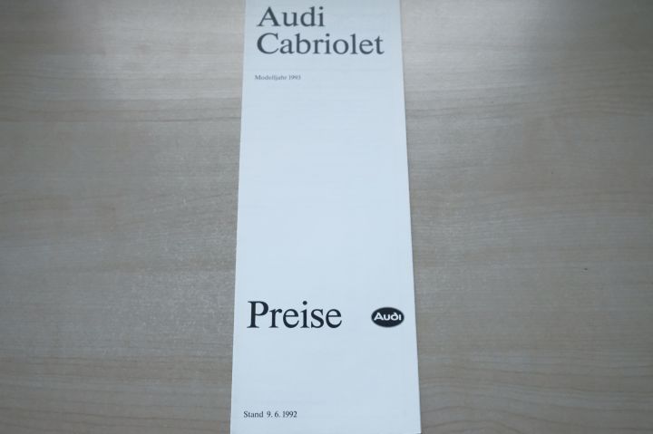 Audi Coupe - Preisliste & Extras - Prospekt 06/1992