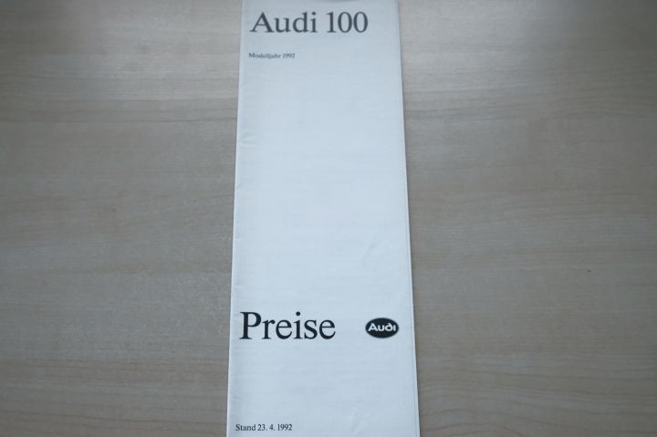 Audi 100 - Preisliste & Extras - Prospekt 04/1992
