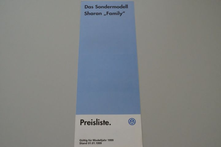 VW Sharan - Family - Preisliste & Extras - Prospekt 01/1999