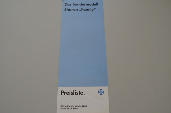 VW Sharan - Family - Preisliste & Extras - Prospekt 06/1999