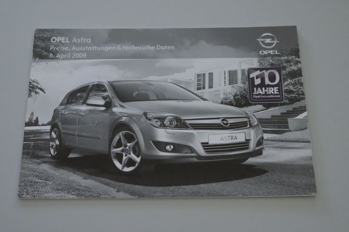 Opel Astra - Preisliste & Extras & tech. Daten - Prospekt 04/2009