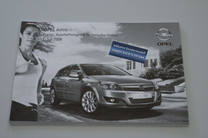 Opel Astra - Preisliste & Extras & tech. Daten - Prospekt 07/2008