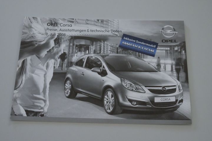 Opel Corsa D - Preisliste & Extras & tech. Daten - Prospekt 07/2008