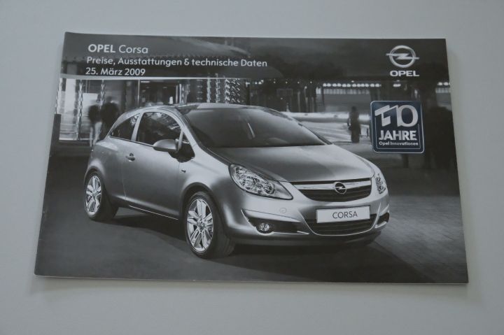 Opel Corsa D - Preisliste & Extras & tech. Daten - Prospekt 03/2009