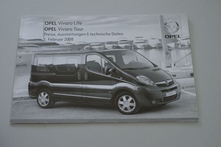 Opel Vivaro Life Tour - Preisliste & Extras & tech. Daten - Prospekt 02/2008