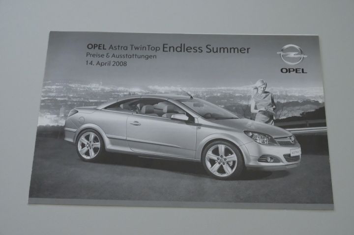 Opel Astra TwinTop Endless Summer - Preisliste & Extras - Prospekt 04/2008