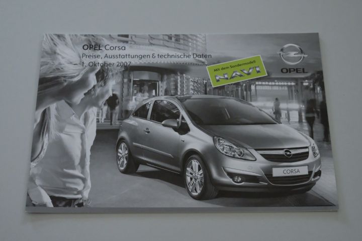 Opel Corsa D - Preisliste & Extras & tech. Daten - Prospekt 10/2007