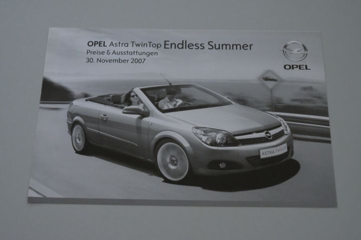 Opel Astra TwinTop Endless Summer - Preisliste & Extras - Prospekt 11/2007