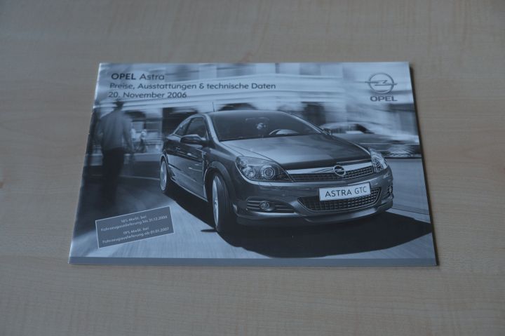 Opel Astra H - Preisliste & Extras - Prospekt 11/2006