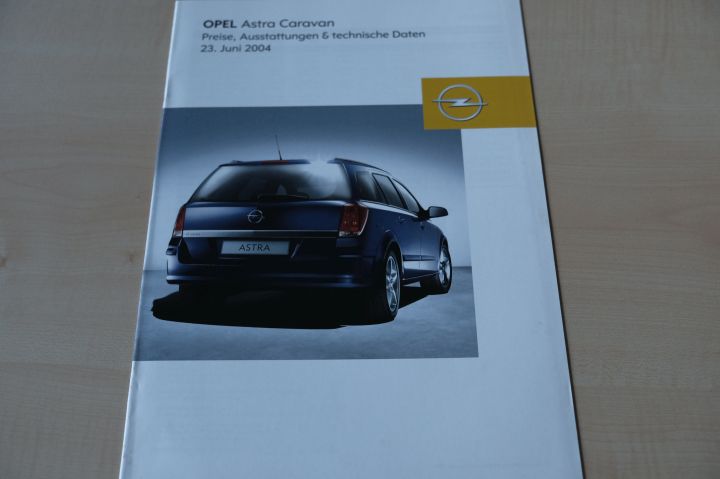 Opel Astra H Caravan - Preisliste & Extras - Prospekt 06/2004
