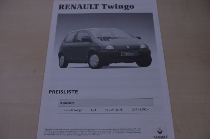 Renault Twingo - Preisliste & Extras - Prospekt 06/1993