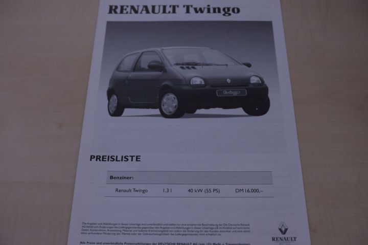 Renault Twingo - Preisliste & Extras - Prospekt 05/1993