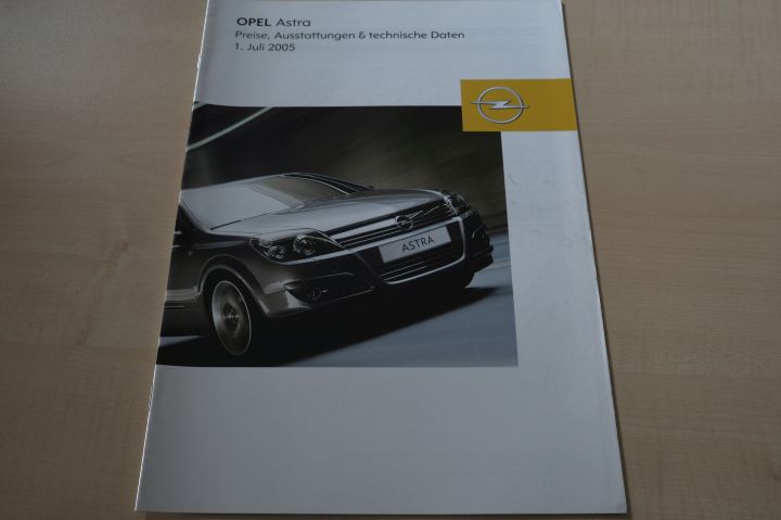 Opel Astra H - Preisliste & Extras - Prospekt 07/2005