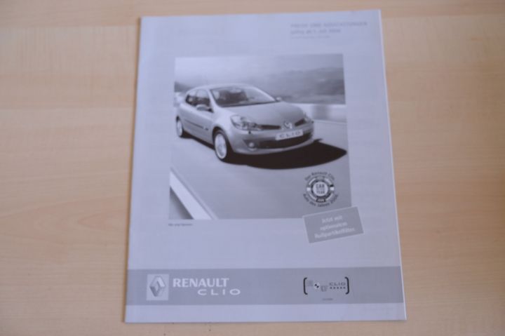 Renault Clio III - Preisliste & Extras - Prospekt 07/2006