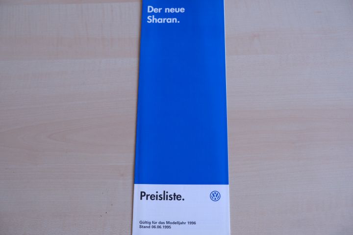 VW Sharan - Preisliste & Extras - Prospekt 06/1995