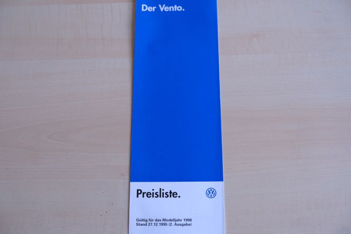 VW Vento - Preisliste & Extras - Prospekt 12/1995