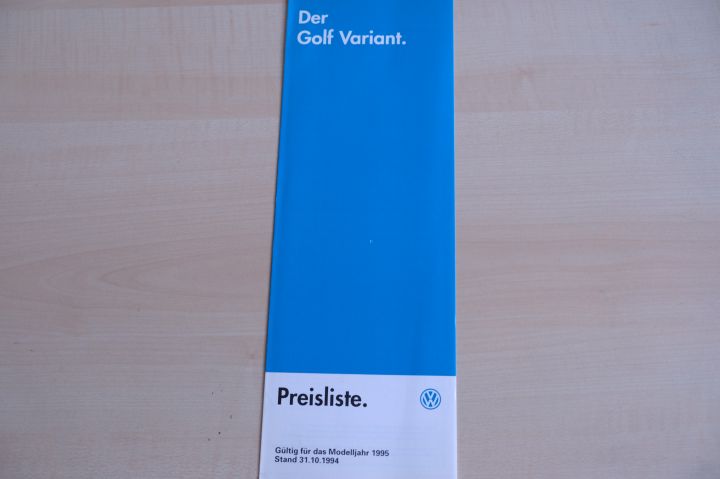 VW Golf III Variant - Preisliste & Extras - Prospekt 10/1994