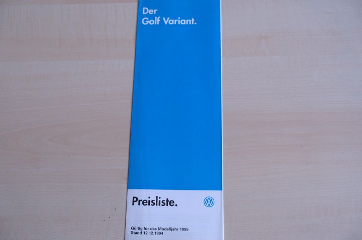 VW Golf III Variant - Preisliste & Extras - Prospekt 12/1994