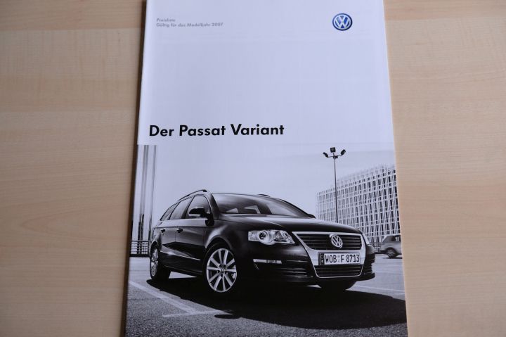 VW Passat Variant B6 - Preisliste & Extras - Prospekt 01/2007