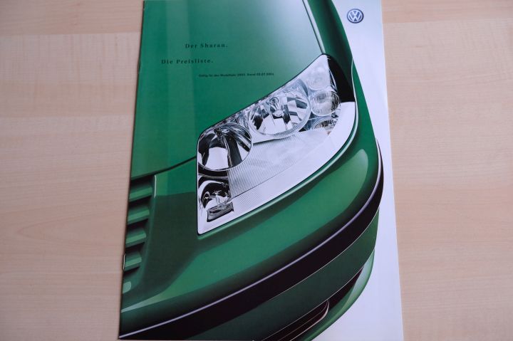 VW Sharan - Preisliste & Extras - Prospekt 06/2001