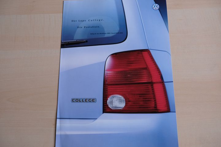 VW Lupo - College - Preisliste & Extras - Prospekt 06/2001