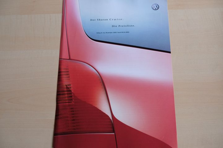 VW Sharan - Cruise - Preisliste & Extras - Prospekt 12/2001