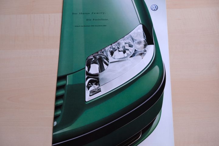 VW Sharan - Family - Preisliste & Extras - Prospekt 12/2001