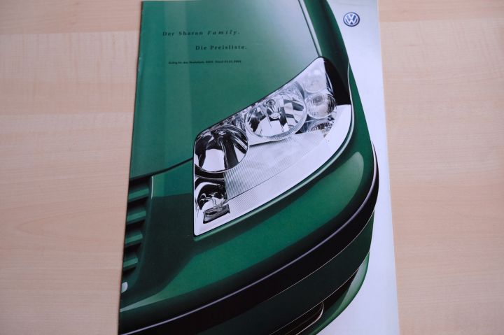 VW Sharan - Family - technische Daten & Ausstattungen - Prospekt 12/2001