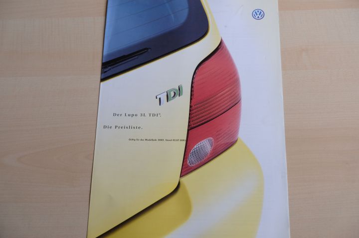 VW Lupo 3L TDI - Preisliste & Extras - Prospekt 06/2001