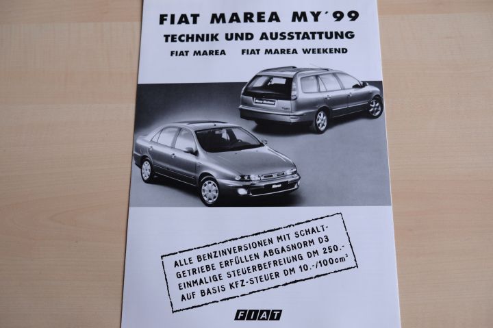 Fiat Marea - technische Daten & Ausstattungen - Prospekt 06/1999