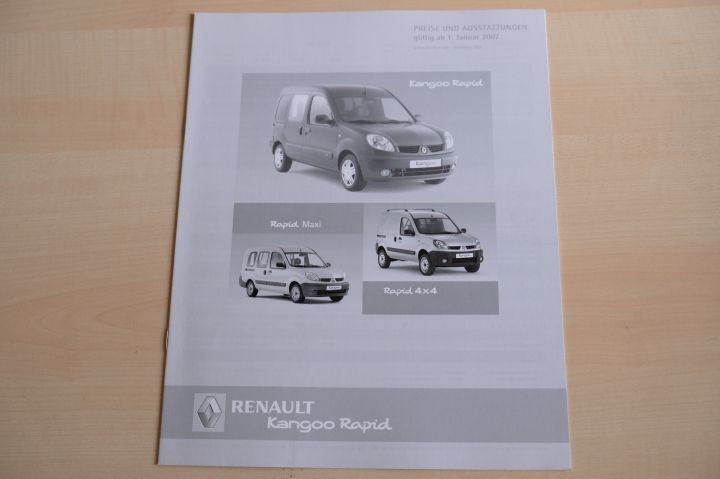 Renault Kangoo Rapid - Preisliste & Extras - Prospekt 01/2007