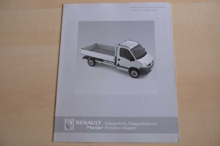 Renault Master - Pritsche - Preisliste & Extras - Prospekt 08/2006