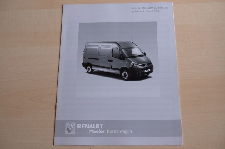 Renault Master - Kasten - Preisliste & Extras - Prospekt 08/2006