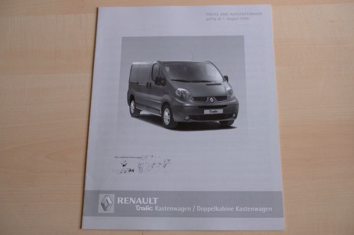 Renault Trafic - Kasten - Preisliste & Extras - Prospekt 08/2006