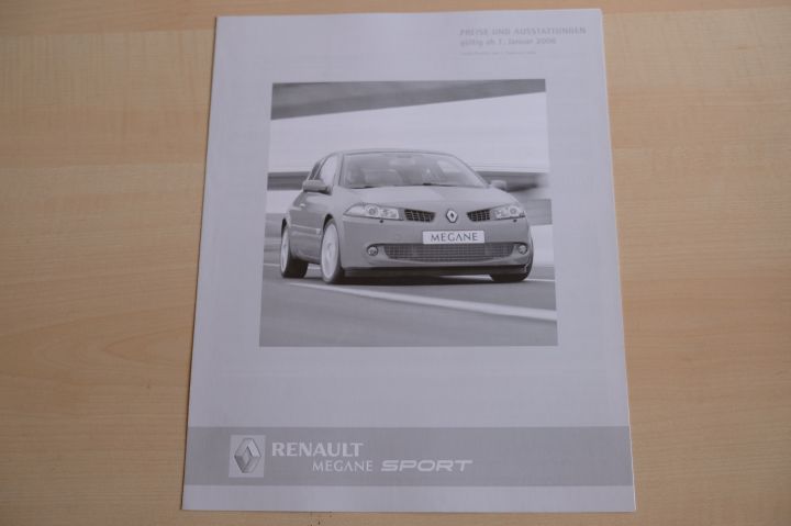 Renault Megane RS 2.0 16V Turbo 224PS - Preisliste & Extras - Prospekt 01/2006