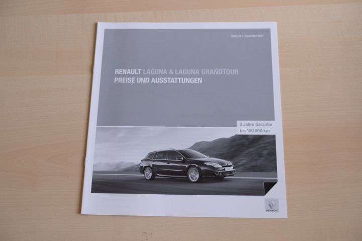 Renault Laguna + Grandtour - Preisliste & Extras - Prospekt 09/2007