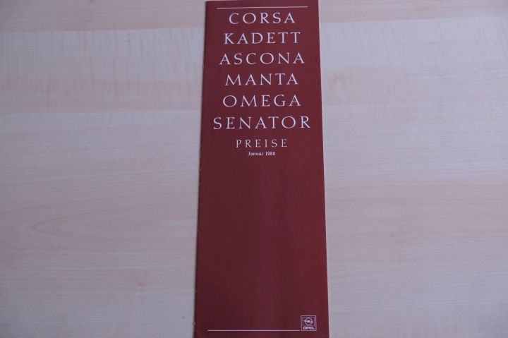 Opel Omega A Senator Kadett E Corsa A - Preisliste - Prospekt 01/1988