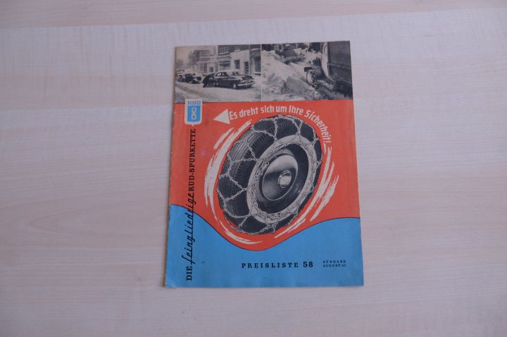 RUD Schneeketten Preisliste Prospekt 08/1957